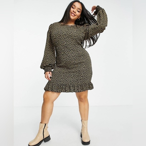 NWT Daisy Street Long-sleeve Ruffle Mini Dress Ditsy Floral Size 4X - Picture 2 of 15